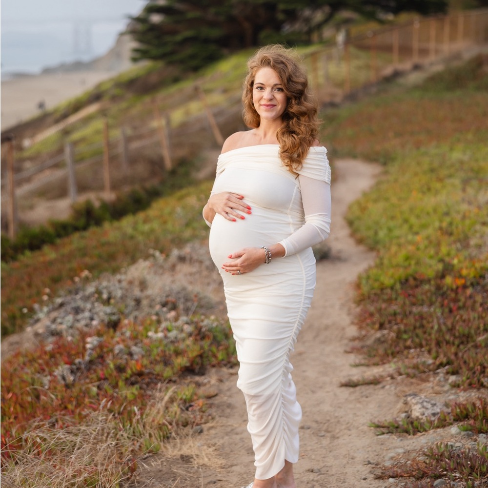 BUMPSUIT off the shoulder soft mesh dress in ivory